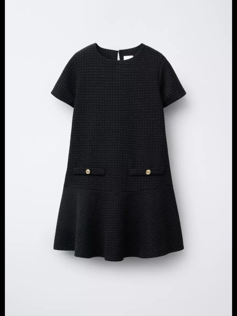 Kids 12/13 yrs Zara houndstooth  Black Textured Short-Sleeve Drop-Waist Dress